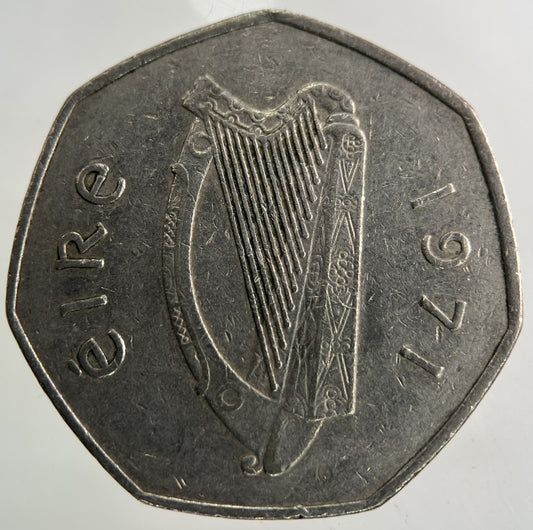 1971 Irish Ireland 50p Fifty Pence Coin | Fine Collectable Grade