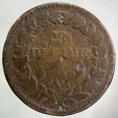 France Un Decime L’an 8 AA Coin | Collectable Grade