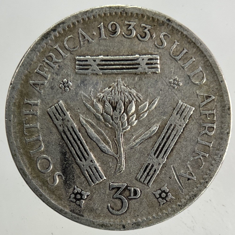 1933 South Africa Threepence Silver Coin | Fine Collectable Grade