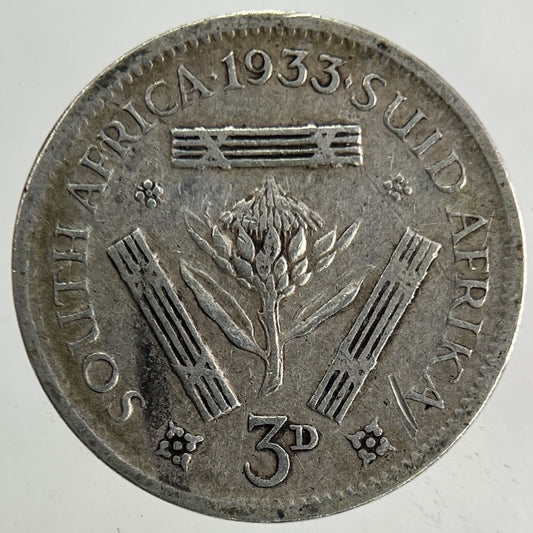 1933 South Africa Threepence Silver Coin | Fine Collectable Grade