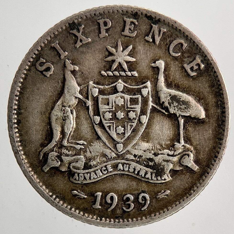 1939 - M Australia Sixpence Silver Coin | Fine Collectable Grade | a6441