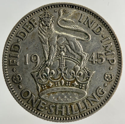 1945 George VI Shilling Silver Coin | Fine Collectable Grade