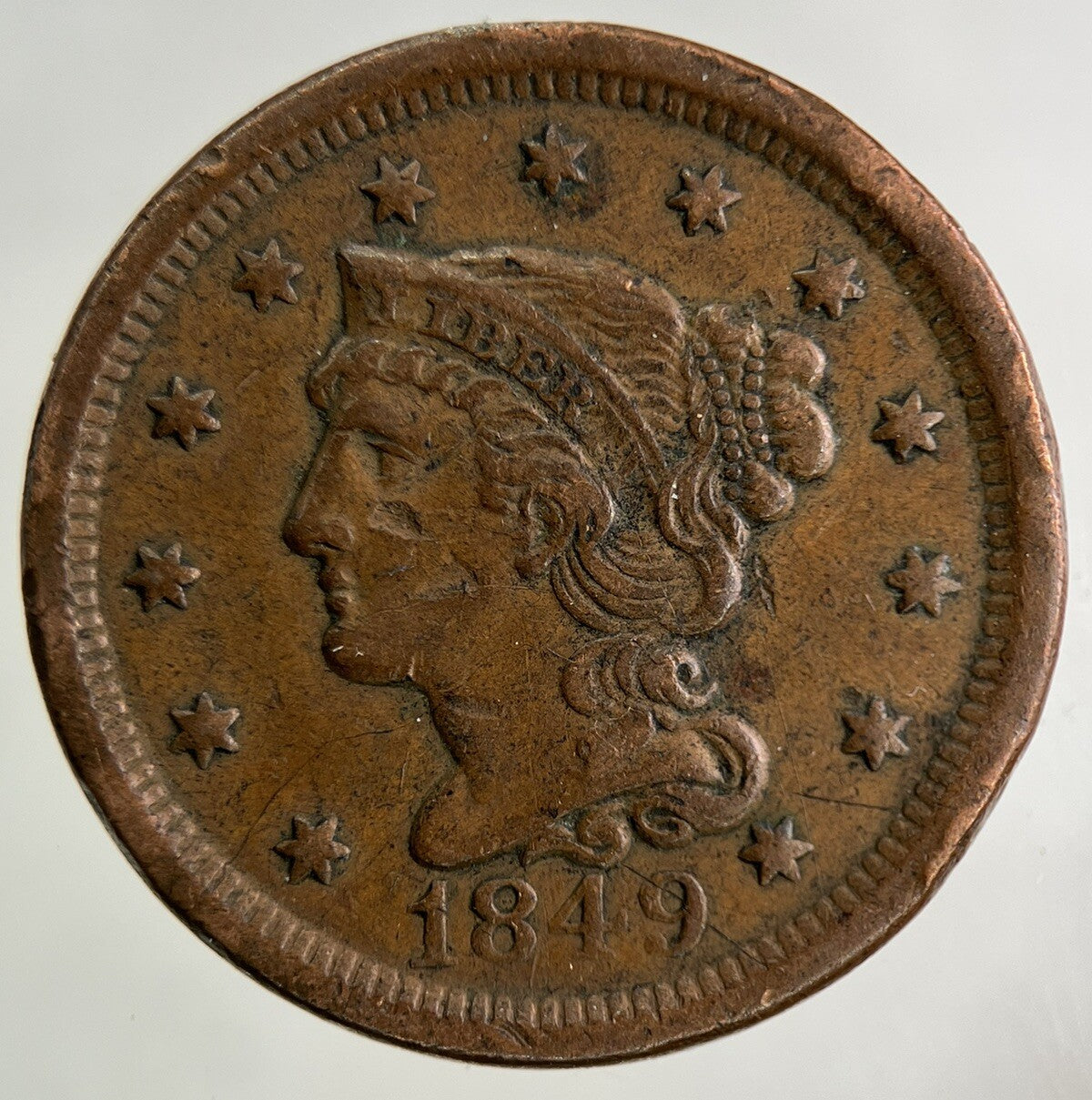 1849 US USA One Cent Coin | Fine Collectable Grade