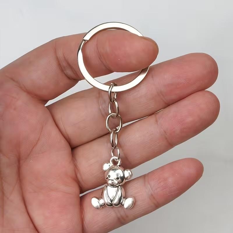 Mini Metal Cute Teddy Bear Charm Keyring Keychain Gift UK