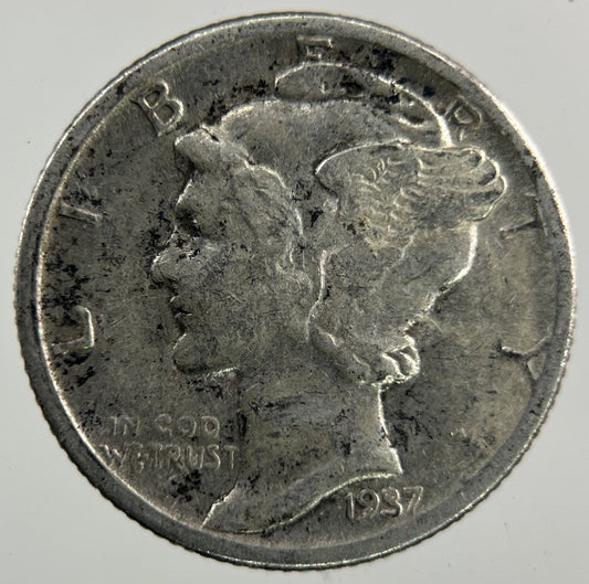 1937 US USA Mercury Dime Silver Coin | Collectable Grade
