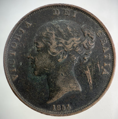 1854 Victoria One Penny Coin | Fine Collectable Grade