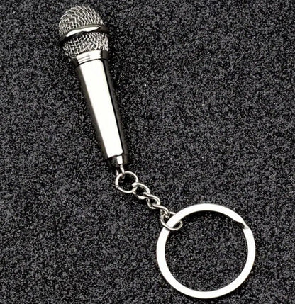Mini Music Mic Microphone Keyring With Secret Compartment Keychain Gift UK