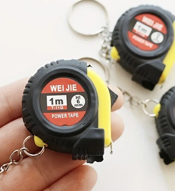 1 x Mini Tape - Measure 1 Meter / 100cm Shaped Keyring Premium Keychain Gift UK