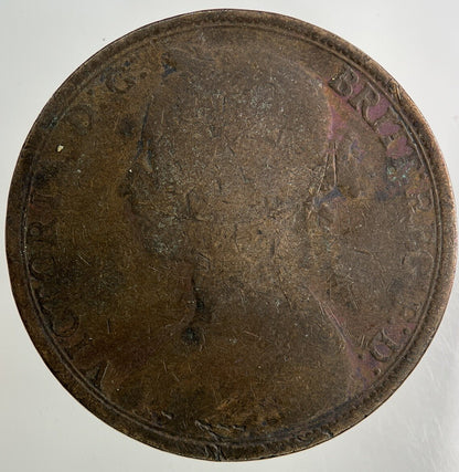 1891 Victoria One Penny Coin | Worn Grade
