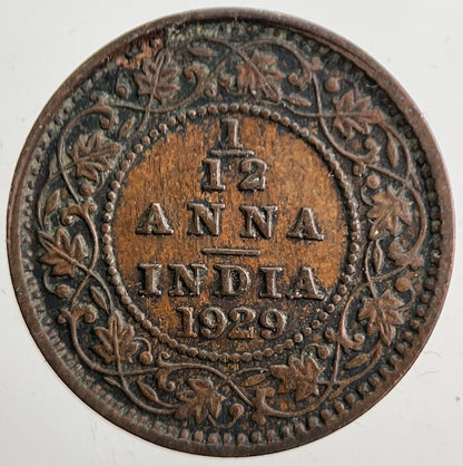 1929 India 1/12 Anna Coin | Very High Grade