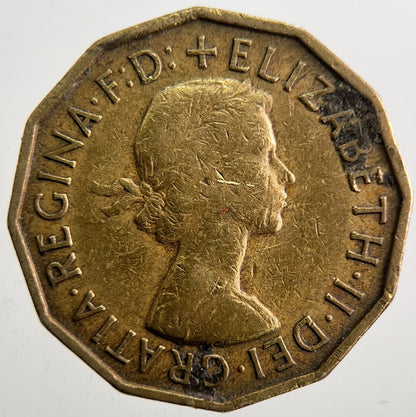 1957 British Brass Threepence Coin | Fine Collectable Grade | a7361