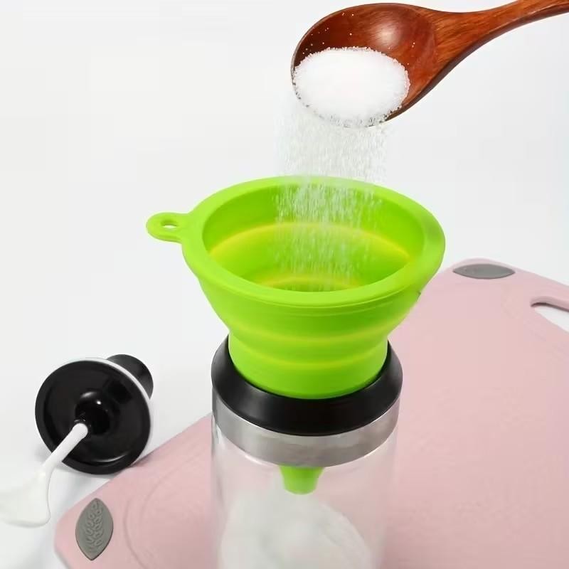 1pc Green Silicone Collapsible Funnel Kitchen for Water Bottle Liquid Transfer