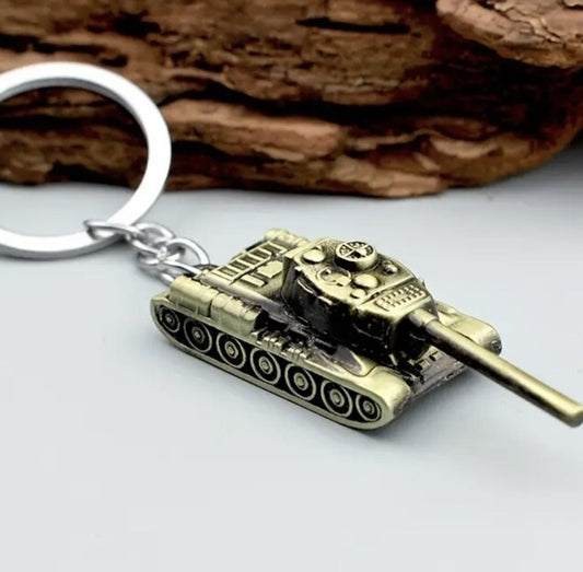 Mini Tank Bronze Coloured With Rotating Turret Keyring Premium Keychain Gift UK