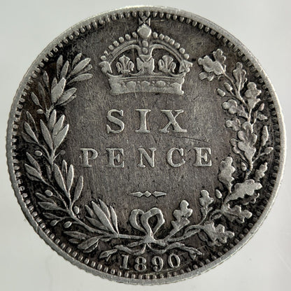 1890 Victoria Sixpence Silver Coin | Fine Collectable Grade