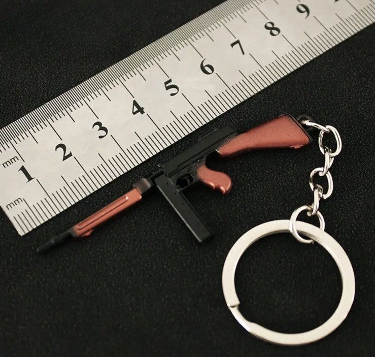 Mini US WWII Tommy Machine Gun Shaped Keyring Premium Keychain Gift UK