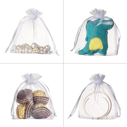 10 x Clear White Drawstring Jewellery Present Gift Bags for Party 9cm x 12cm
