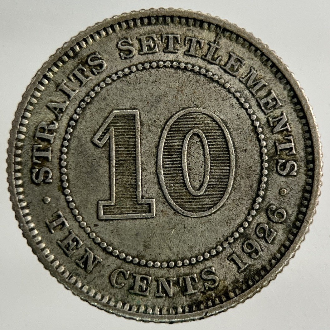 1926 Malaya Settlement Straits 10 Cents Coin | Fine Collectable Grade