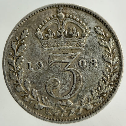 1908 Edward VII Threepence Silver Coin | Very High Grade