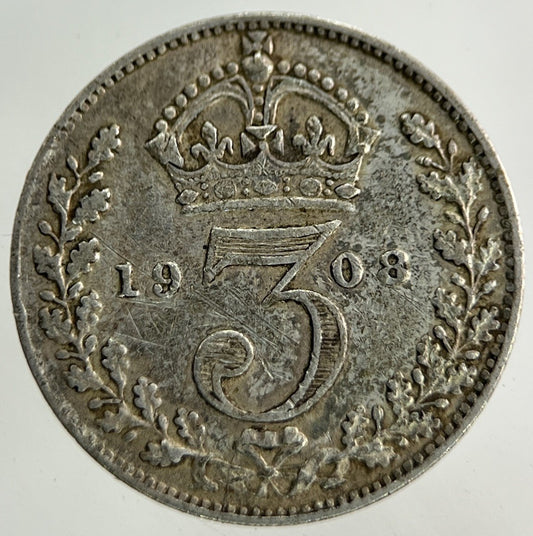 1908 Edward VII Threepence Silver Coin | Very High Grade