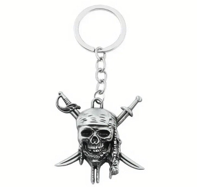 Mini Metal Pirate Skull Shaped Keyring Premium Keychain Gift UK