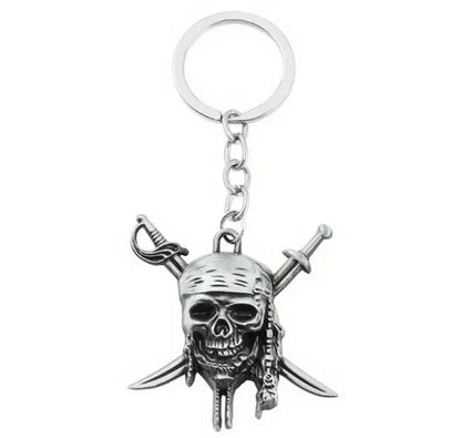 Mini Metal Pirate Skull Shaped Keyring Premium Keychain Gift UK