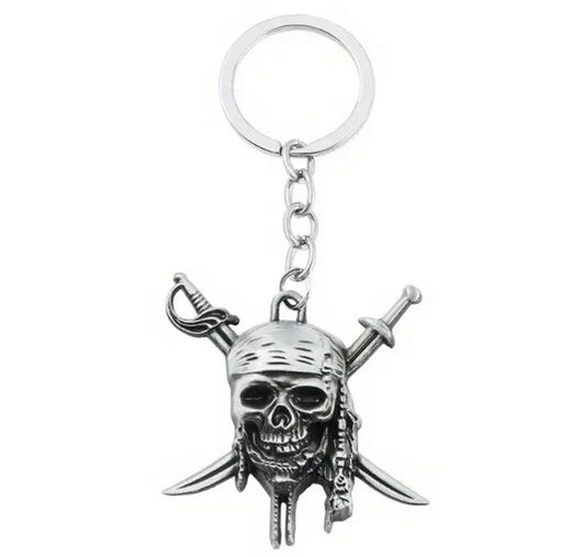 Mini Metal Pirate Skull Shaped Keyring Premium Keychain Gift UK