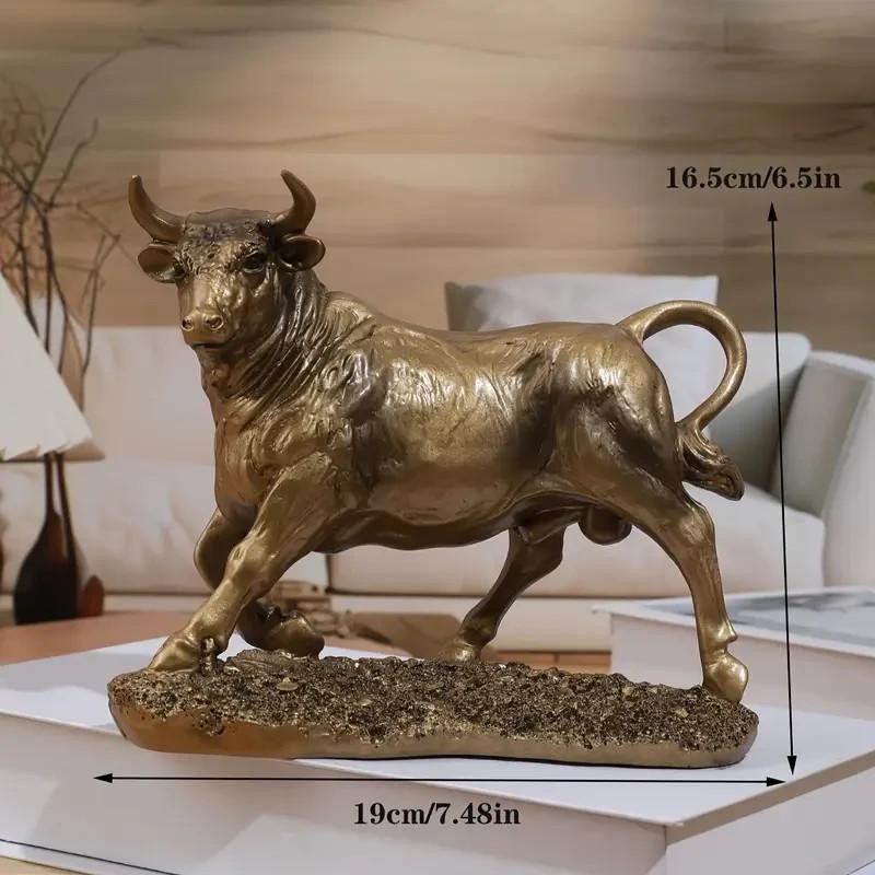 Golden Bull Sculpture Figurine Resin Home & Office Gift UK