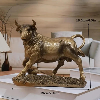 Golden Bull Sculpture Figurine Resin Home & Office Gift UK