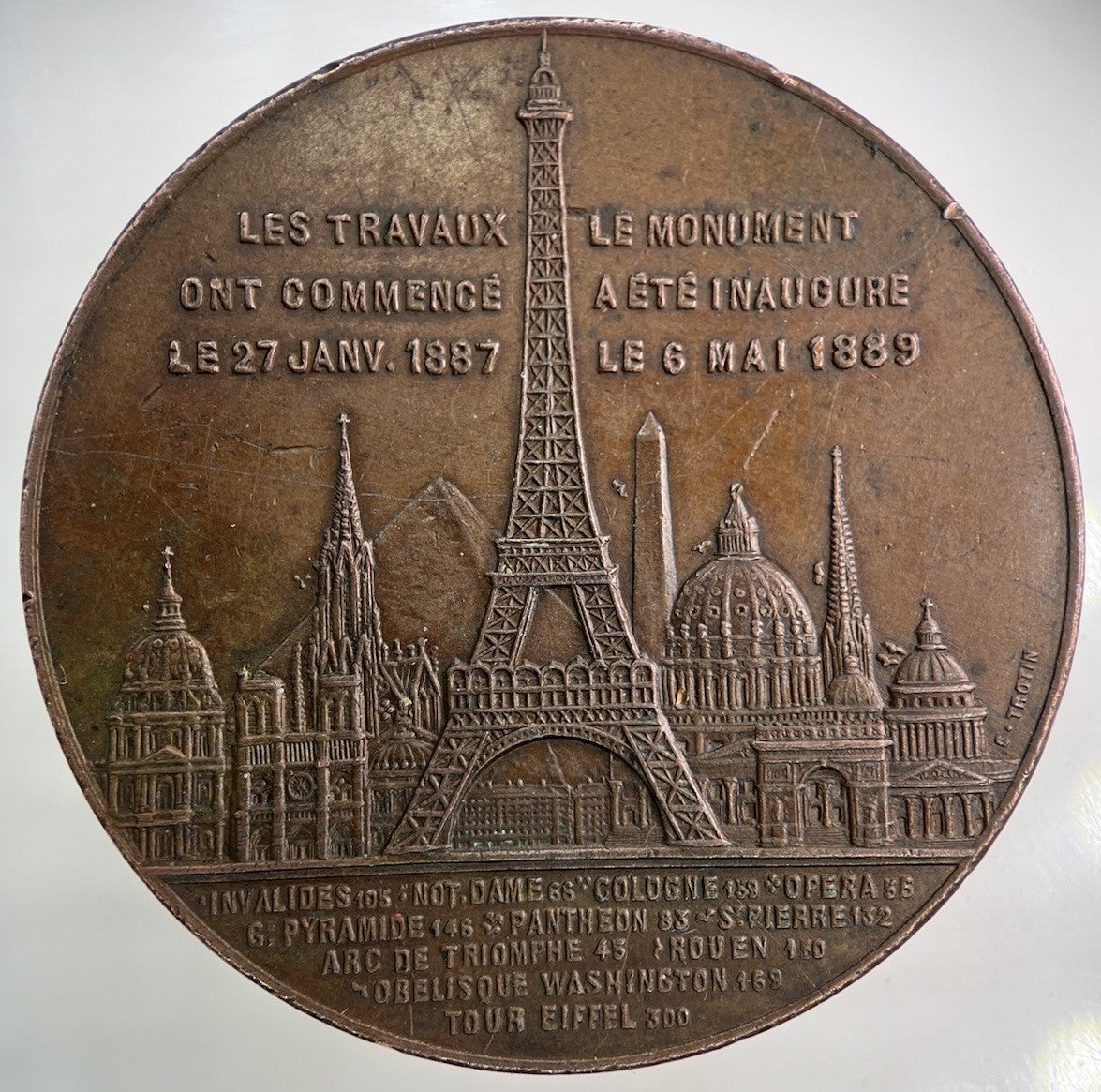 1889 France Paris Eiffel Tower Souvenir Token Coin | Fine Collectable Grade