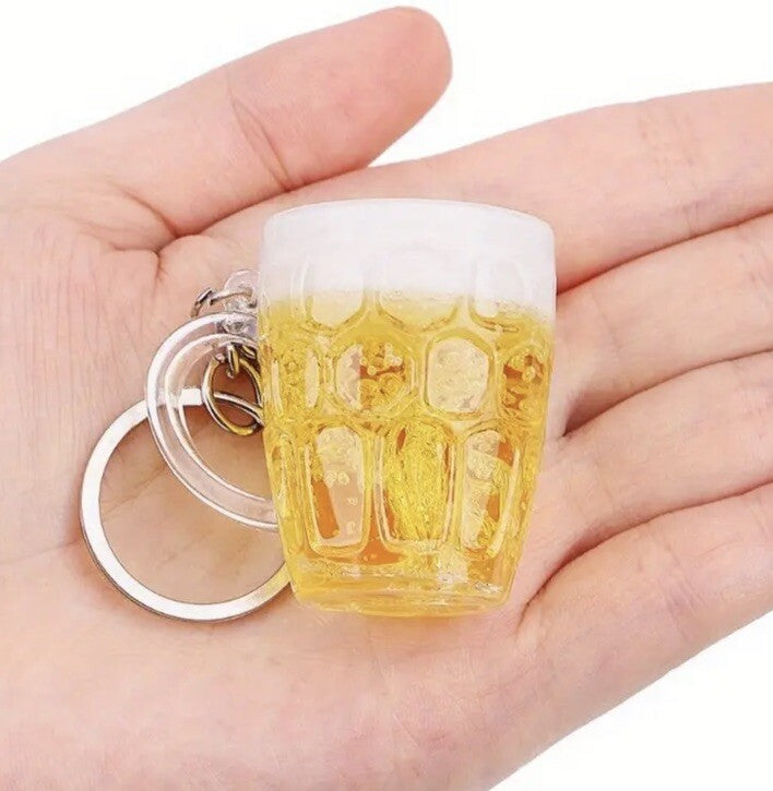 Mini Beer Pint Glass Keyring Premium Keychain Gift UK