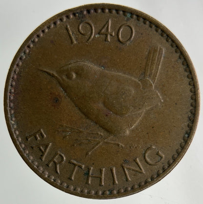1940 George VI Wren Farthing Coin | Fine Collectable Grade