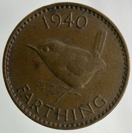 1940 George VI Wren Farthing Coin | Fine Collectable Grade