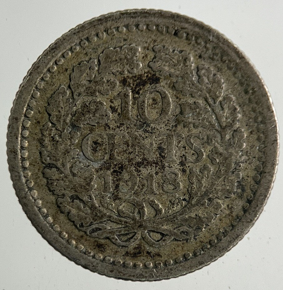 1918 Netherlands 10 Cents Silver Coin | Collectable Grade