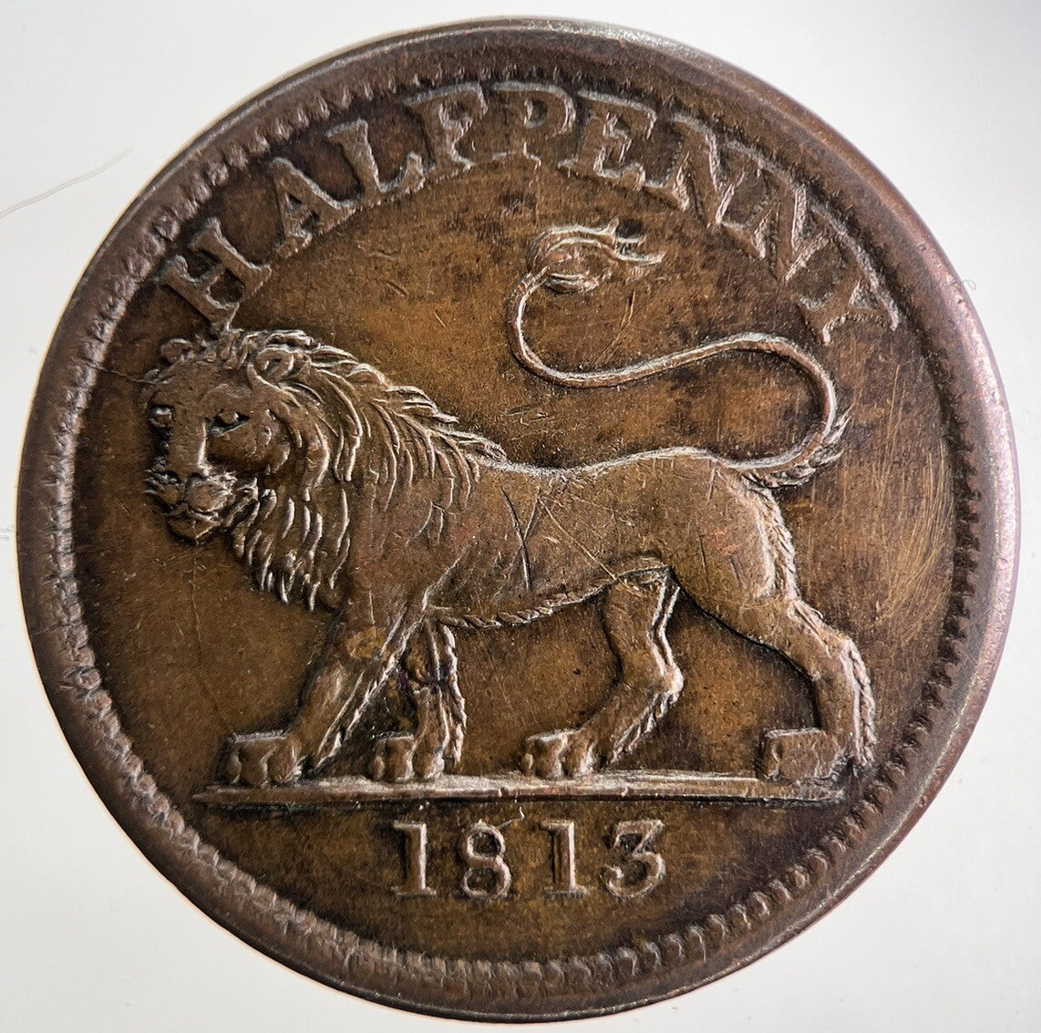 1813 Lion Half - Penny Token | Very High Grade | a9801