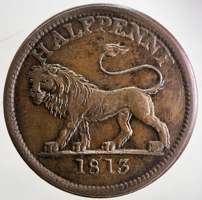 1813 Lion Half - Penny Token | Very High Grade | a9801