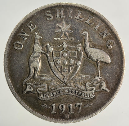 1917 - M Australia Shilling Silver Coin | Fine Collectable Grade