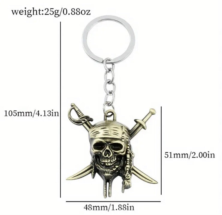 Mini Metal Pirate Skull Shaped Keyring Premium Keychain Gift UK