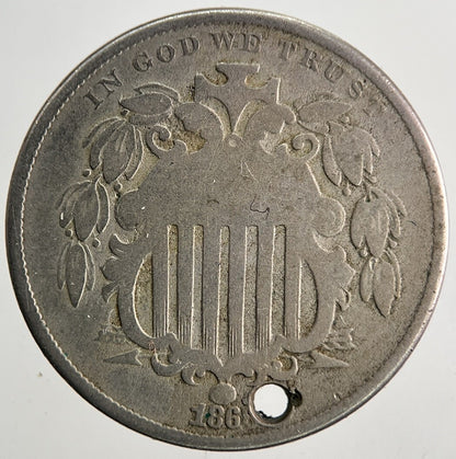 1868 US USA Shield 5 V Cents Coin | Fine Collectable Grade | a9519