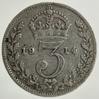 1914 George V Threepence Silver Coin | Fine Collectable Grade