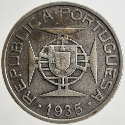 1935 Mozambique 5 Escudos Silver Coin | Fine Collectable Grade