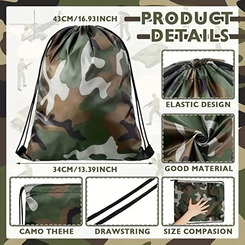 Soft Shell Camouflage Daypack Drawstring Closure Bag Sack Sports Outdoor Bag
