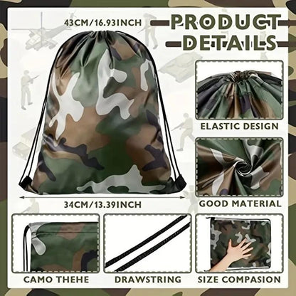 Soft Shell Camouflage Daypack Drawstring Closure Bag Sack Sports Outdoor Bag