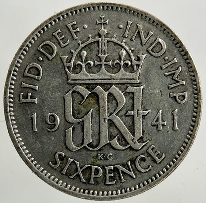 1941 George VI Sixpence Silver Coin | Fine Collectable Grade