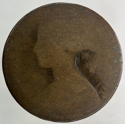 1862 Victoria One Penny Coin | Worn Grade