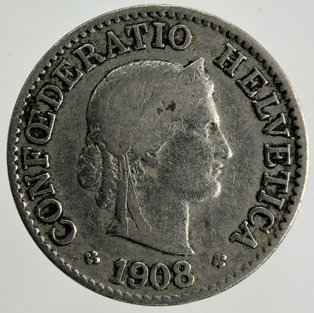 1908 Switzerland Swiss 5 Rappen Coin | Fine Collectable Grade
