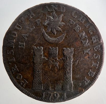 1794 Portsmouth & Chichester Half - Penny Token Coin | Collectable Grade | a6860