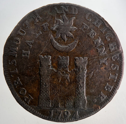 1794 Portsmouth & Chichester Half - Penny Token Coin | Collectable Grade | a6860