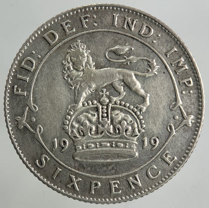 1919 George V Sixpence Silver Coin | Very High Grade