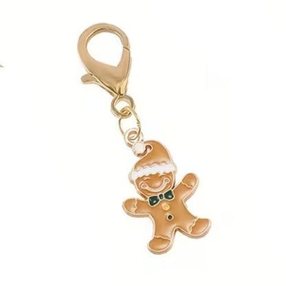 Mini Metal Christmas Ginger Bread Man Charm Keyring Keychain Gift UK