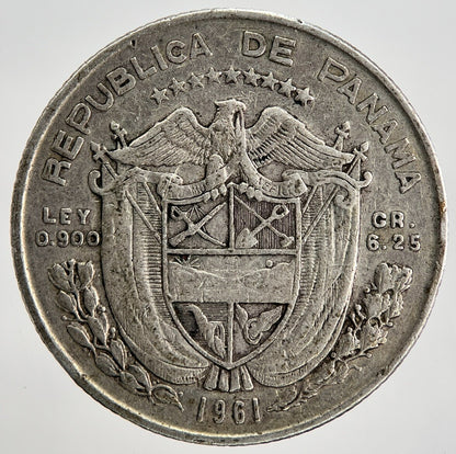 1961 Panama 1/4 One Quarter Balboa Silver Coin | Fine Collectable Grade